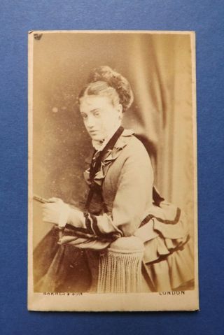 Vintage Victorian Cdv Card - Studio Posed Female - 1874 - Fashion Interest