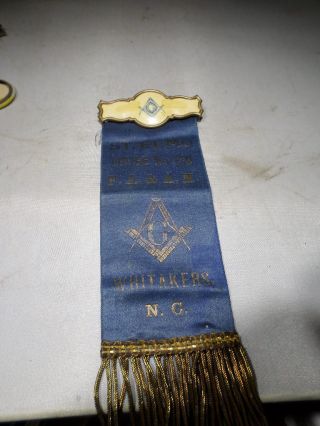 G Masonic Whitakers N C St Elmo Lodge No 159 F A & Am Ribbon Medal