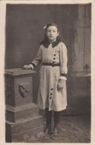 Old Vintage Photo Young Woman Fashion Dress Girl Cambridge Jn1