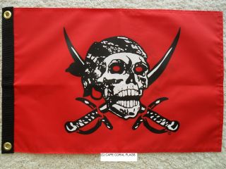 Pirate Flag 12 " X18 " Caribbean Pirate Double Sided Nylon Boat/motorcycle