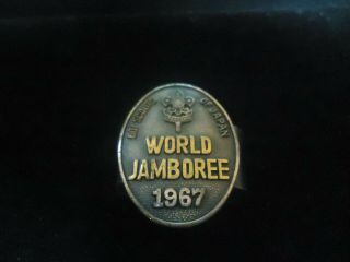 Rare BSA 1967 WORLD JAMBOREE NECKERCHIEF TIE SLIDE Boy Scouts Of Japan 2