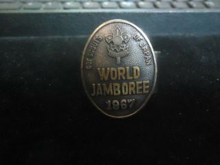 Rare BSA 1967 WORLD JAMBOREE NECKERCHIEF TIE SLIDE Boy Scouts Of Japan 3