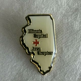American Red Cross Pin Illinois State Map Capital Springfield Chapter Lapel Pin