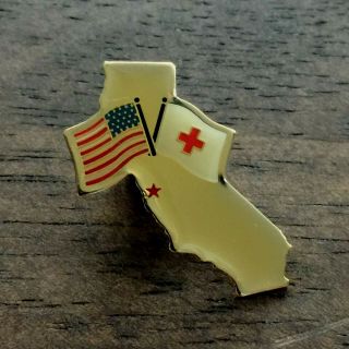 American Red Cross Pin California State Map & Flags San Francisco Vest Lapel Pin