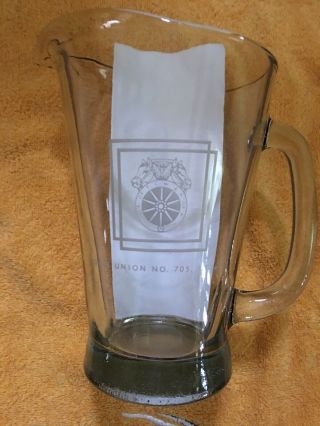 Teamsters Local Union 705 I.  B.  Of T.  Glass Pitcher