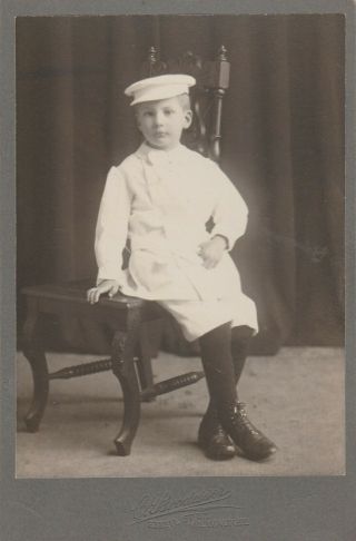 Cabinet Card Little Boy Short Pant White Suit,  Bow Tie And Cloth Belt,  Milwaukee