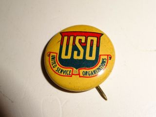 Vintage Military United Service Organization Wwii Era Pinback Lapel Button Uso