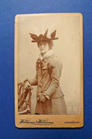 Vintage Victorian Cdv Card - Studio Posed Female - C.  1890 - Fashion/hat