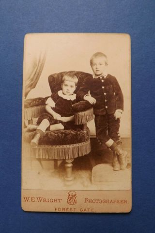 Vintage Victorian Cdv Card - Studio Posed Children - C.  1880 - 90 - Fashion