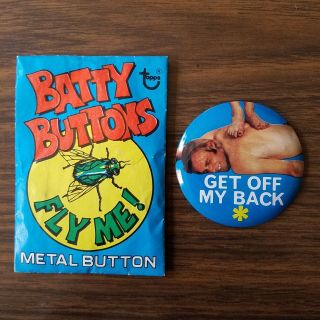 Rare Vintage Topps Batty Button Pin Get Off My Back 1973 Pinback