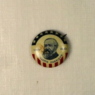 Benjamin Harrison Small Presidential Political Pin Back Button