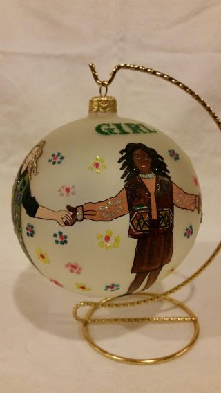 Girl Scout Frosted Glass Globe Ornament With Girls Holding Hands,  Collectible