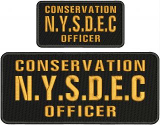 Conservation N.  Y.  S.  D.  E.  C.  Officer Emb Patch 4.  75x11&3x6hook On Back Gold