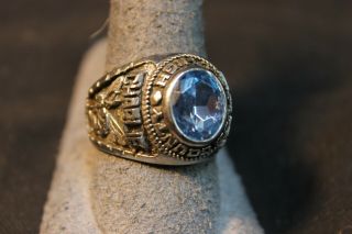 1988 Lee County Sr High School Blue Stone Gold Lance Trillium Ring Size 10 1/2