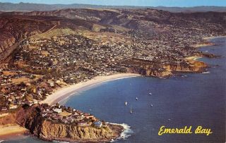 Laguna Beach California Emerald Bay.  Aerial View Postcard 1960s