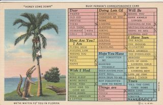 (s) Black Americana - " Honey Come Down " Correspondence Card - 2/22/1941