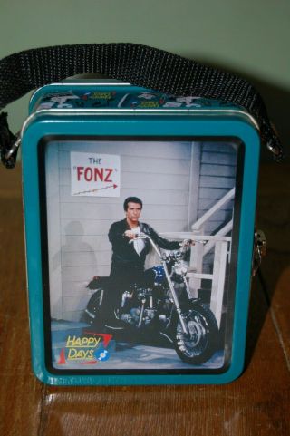 1999 Paramount Pictures Vintage Mini Happy Days Metal Lunch Box - The " Fonz "