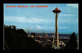 Dr Jim Stamps Us Space Needle Mount Rainier Seattle Washington View Postcard