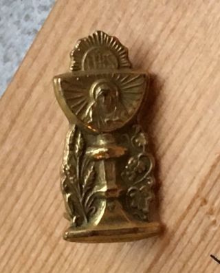 Vintage Souvenir For First Holy Communion Chalice Wheat Jesus Ihs Pin