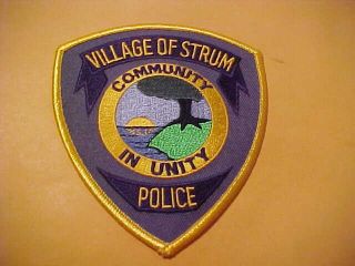 Village Of Strum Wisconsin Police Patch Shoulder Size