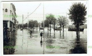 Old Postcard Size Photo Bideford Quay In Flood North Devon Vintage C.  1950