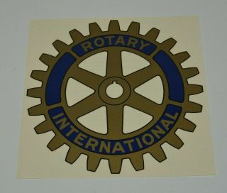 7.  5 " Vintage Rotary International Gear Logo Large Window Decal Sign Rare