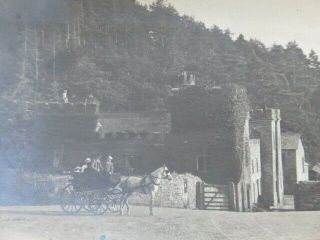 Antique B,  W Photo :horse Drawn Carriage At English Castle - S W U K ? 1920 