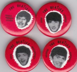 4 1964 Beatles Band Music Pins Pinbacks Buttons John Lennon Paul Mccartney Ringo