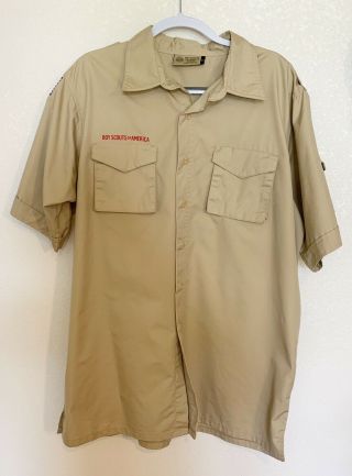 Official Boy Scout Bsa Leader Men’s Shirt Sz Large Short Sleeve Cotton/poly