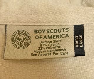 Official Boy Scout BSA Leader Men’s Shirt Sz Large Short Sleeve Cotton/Poly 3