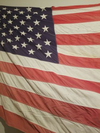 Vintage Large 5 x 9.  5 Best 50 Star Sewn American Flag 100 Cotton Rough SHAPE 5