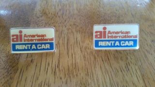 2 American International A Car Lapel Pins Tie Tacks Vintage 80 