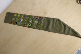 Vintage Boy Scout Bsa Sash W/ 21 Merit Badges - 2