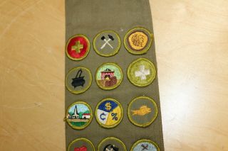 Vintage Boy Scout BSA Sash w/ 21 Merit Badges - 2 4