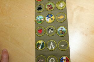 Vintage Boy Scout BSA Sash w/ 21 Merit Badges - 2 5