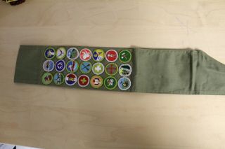 Vintage Boy Scout BSA Sash w/ 21 Merit Badges 4