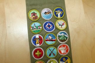 Vintage Boy Scout BSA Sash w/ 21 Merit Badges 5
