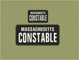 Massachusetts Constable Embroidery Patches 5x11 And 3x5 Hook On Back White