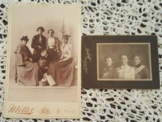 Antique Cabinet Card Photos " St.  Paul Ladies " (by Miller/ Kraft Of Mn) Vg - Ex