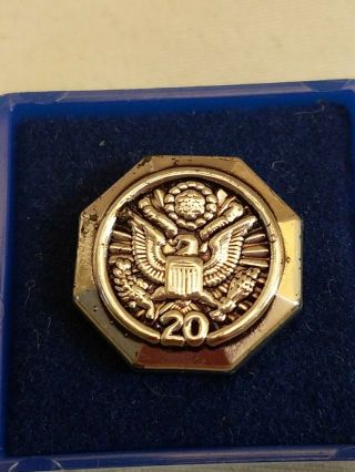 Us Federal Civil Service 20 Year Service Award Hat Lapel Pin Silver Tone