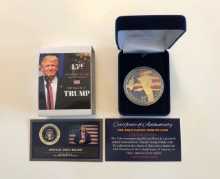 Donald Trump.  2016 Official Presidential 24k Gold Plated Tribute Coin With