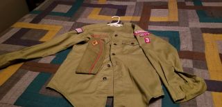 Vintage Boy Scout Uniform Shirt With Hat Bloomington Illinois Troop 3