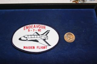 Rare Vintage Nasa Space Shuttle Endeavour Maiden Flight Team Patch 5 - 7 - 92
