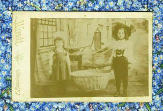 1870s Boonton Jersey Country Kids With Big Basket Cabinet Photo