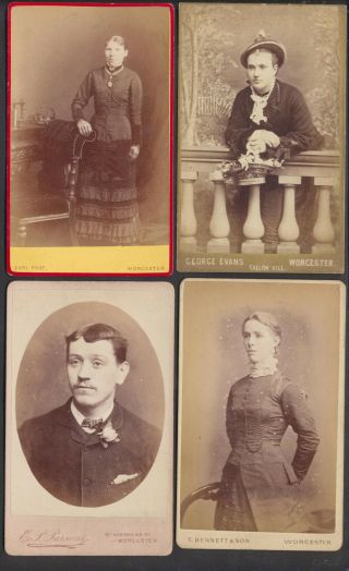 Cdv2125 4 Victorian Carte De Visite: Portraits,  Worcester Artists