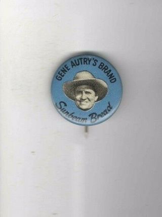 1950s Pin Gene Autry Cowboy Western Actor Singer Sunbeam Bread Premium