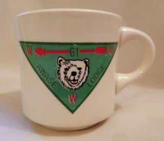 Vintage Awase Lodge W 61 Council Boy Scouts Of America Stoneware Mug Bsa