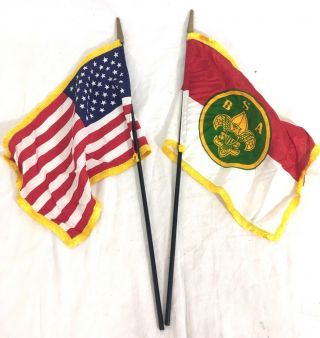 Boy Scout Official Collectors Desk American Bsa Flag Set 8 " X11 " Usa A31