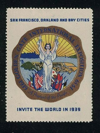 1939 Golden Gate International Expo Envelope Advertising Seal - Mint/xf - 98 - Nh