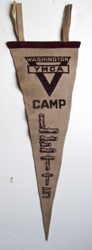 Vintage Washington Dc Area Ymca Letts Camp Edgewater Md Felt Pennant Grey
